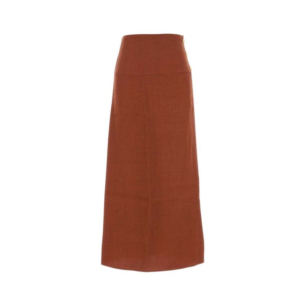 Le Kasha Women Brick Linen Haifal Skirt